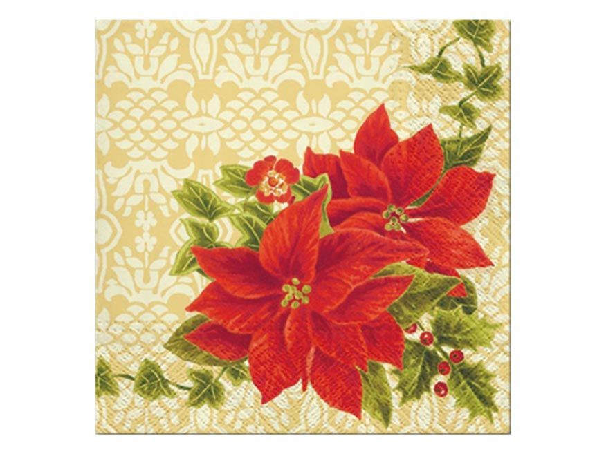 Vánoční ubrousky 33 × 33 cm, 20 ks - červená vánoční hvězda