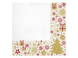 Obrázek produktu: Vánoční ubrousky 33 × 33 cm, 20 ks - lem s vánočními symboly