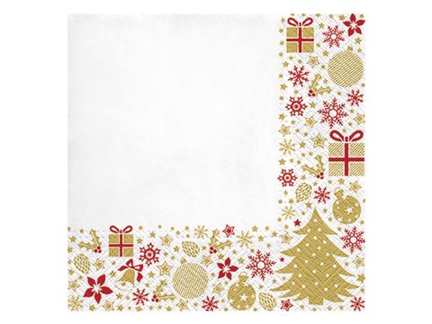 Obrázek produktu: Vánoční ubrousky 33 × 33 cm, 20 ks - lem s vánočními symboly