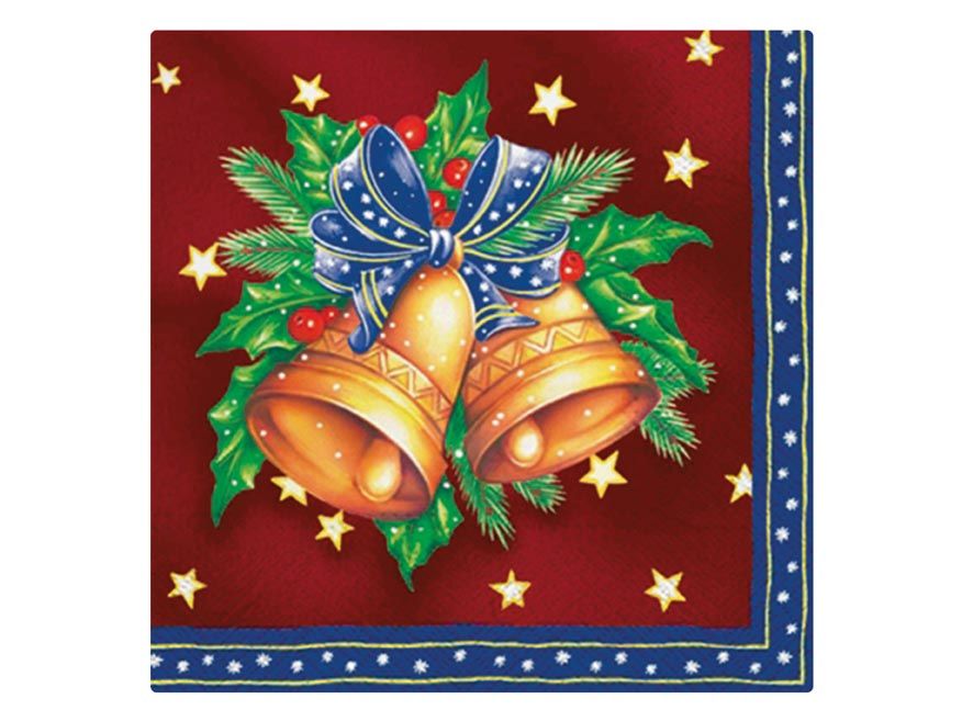 Vánoční ubrousky 33 × 33 cm, 20 ks - zvonky