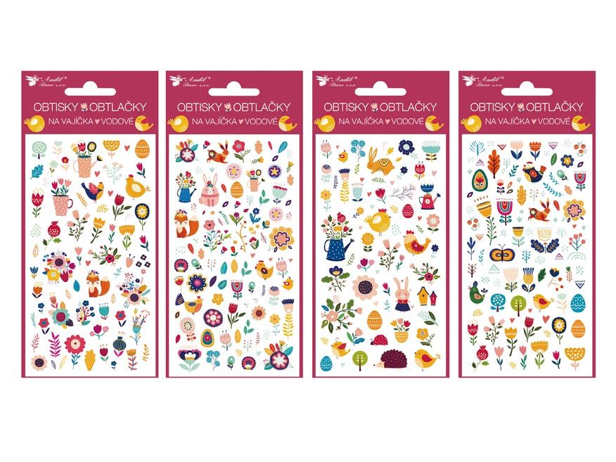 Velikonoční obtisky na vajíčka 7900 vodové - Zvířátka a kytičky - 1 ks