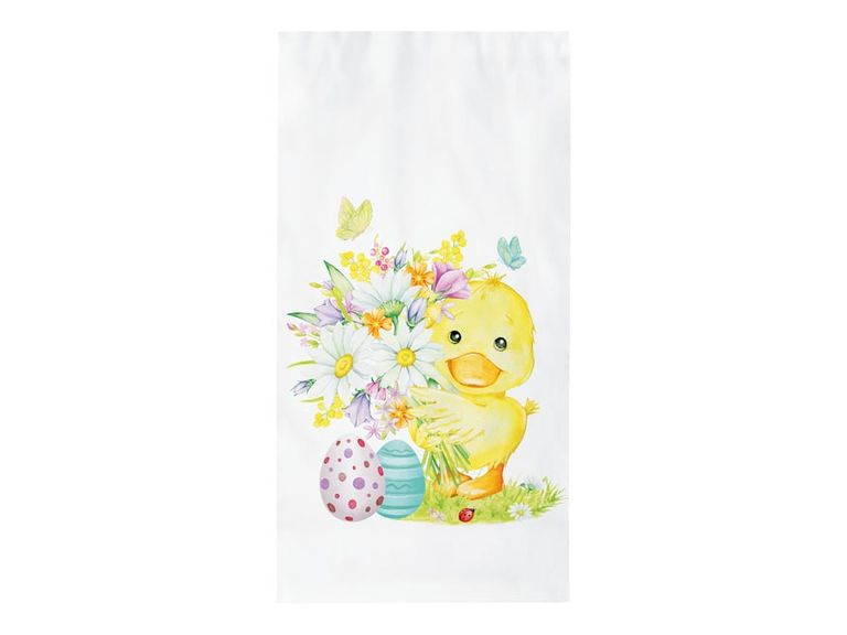 Velikonoční sáček 20 × 39 × 6 cm, 1 ks - kachňátko s květinami a kraslicemi