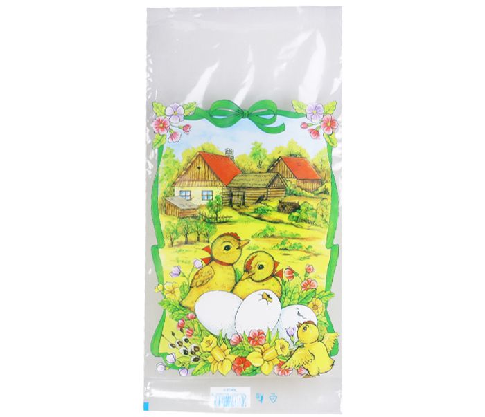 Velikonoční sáček 20 × 40 cm čirý - Housata na dvoře