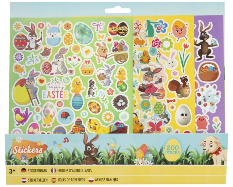Velikonoční samolepky, 200 ks, 4 archy