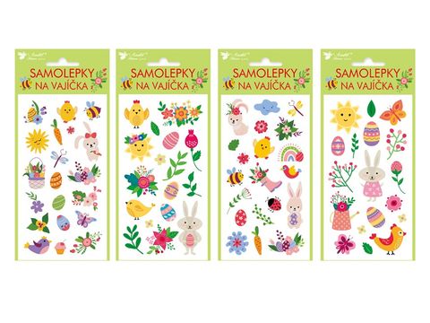 Obrázek produktu: Velikonoční samolepky na vajíčka 7904 gelové 9 x 19 cm - mix motivů - 1 ks