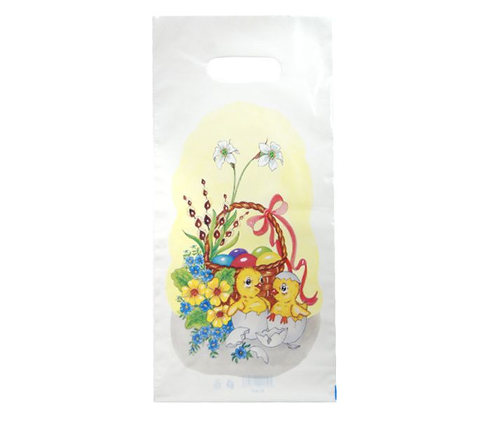 Velikonoční taška 20 × 40 cm bílá - Kuřátka