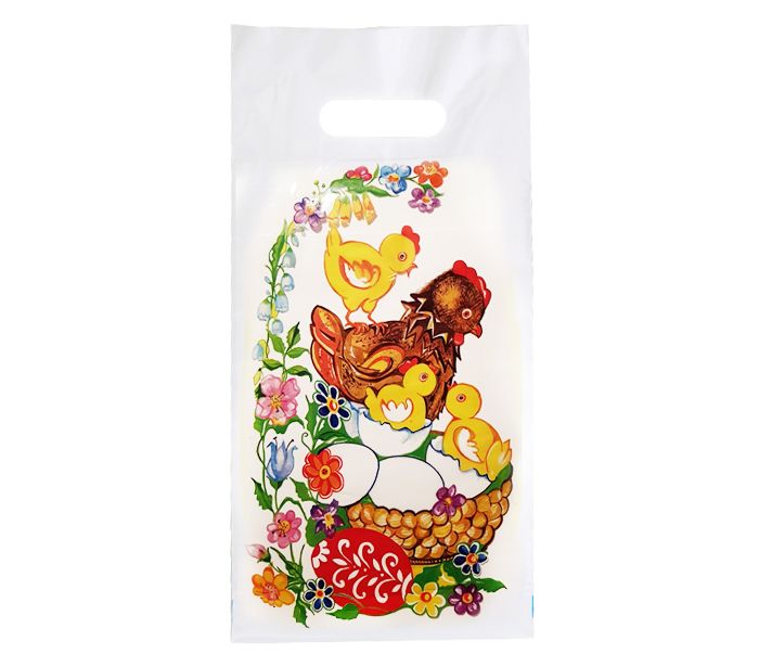 Velikonoční taška 20 × 40 cm bílá - Slepice