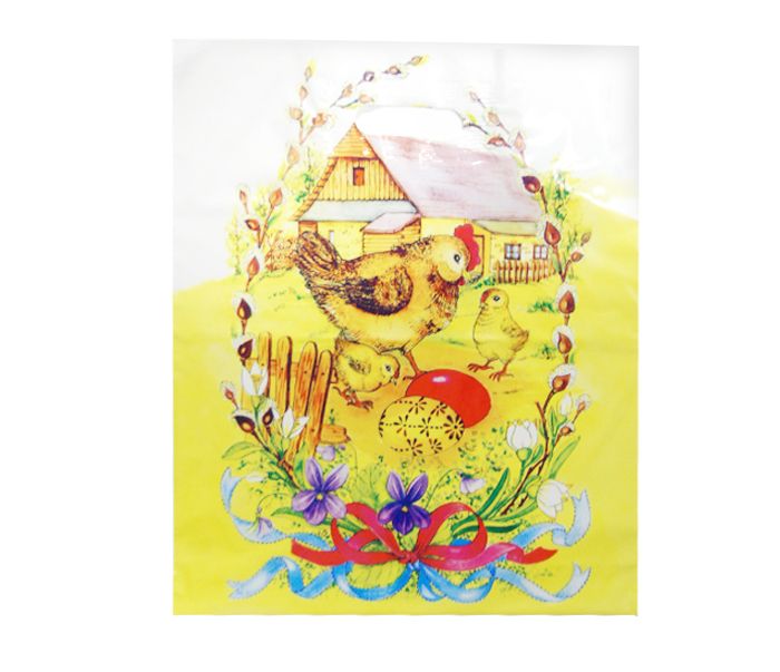 Velikonoční taška 35 × 42 cm bílá - Slepice na dvoře