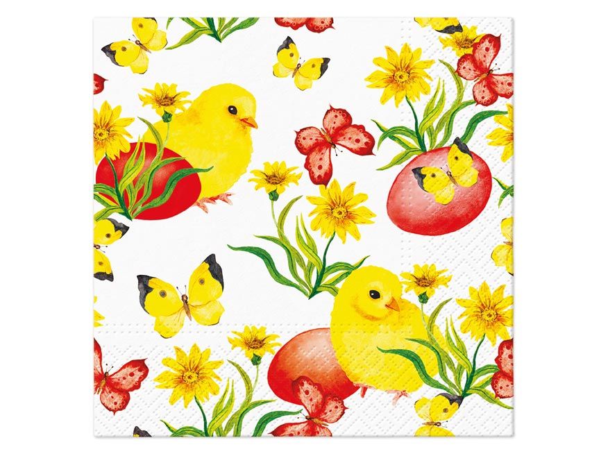 Velikonoční ubrousky 33 × 33 cm, 20 ks - kuřátka