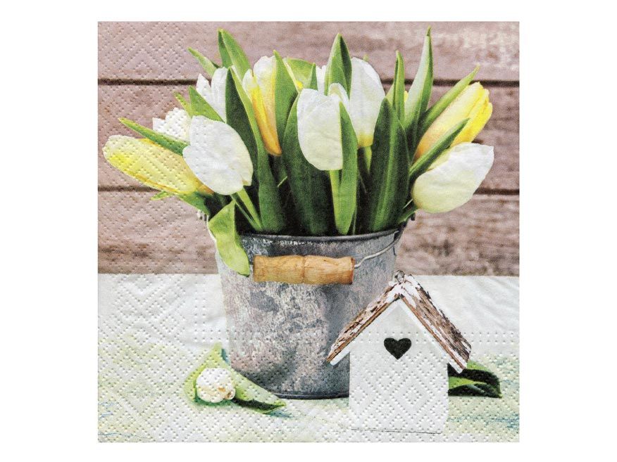Velikonoční ubrousky 33 × 33 cm, 20 ks - tulipány a kraslice