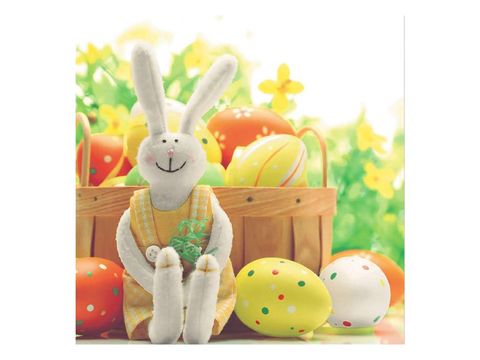 Obrázek produktu: Velikonoční ubrousky 33 × 33 cm, 20 ks - zajíček s barevnými vajíčky