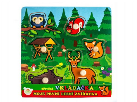Obrázek produktu: Vkládačka dřevěná Moje první lesní zvířátka 6 ks 22,5x 22,5x 2,5 cm od 12m+