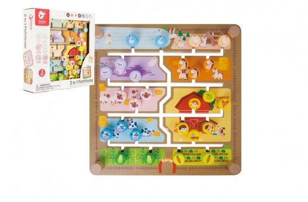 Vkládačka/ edukační labyrint 2 v 1 dřevěný, 30 x 30 cm