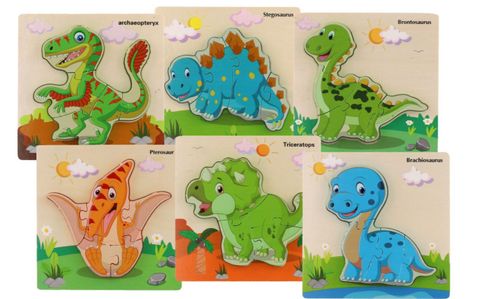 Obrázek produktu: Vkládačka/ Puzzle deskové dřevo dinosauři, mix druhů