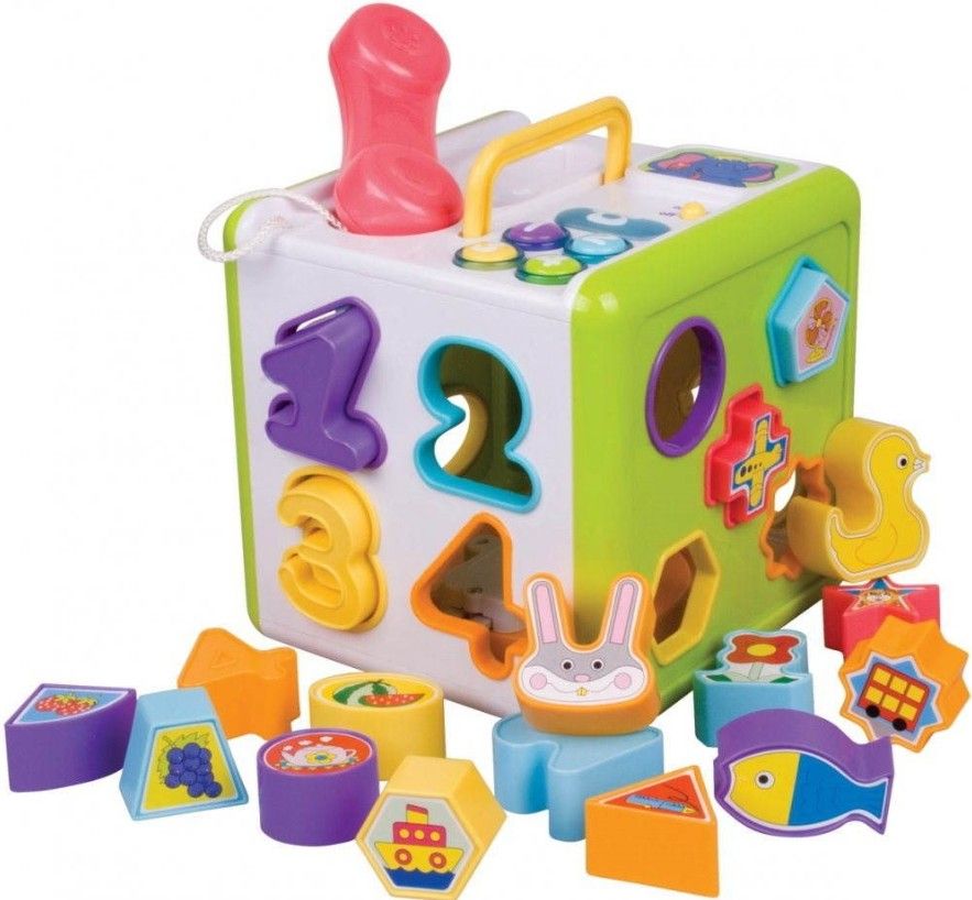 Vkládačka telefon kostka pro nejmenší 18 ks, na baterie se světlem se zvukem