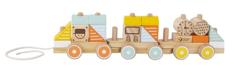 Tahací dřevěný vlak s 21 díly