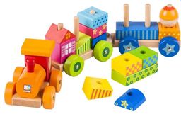 Obrázek produktu: Vlak s domečky dřevěné 21 dílků v krabici od 18 měsíců