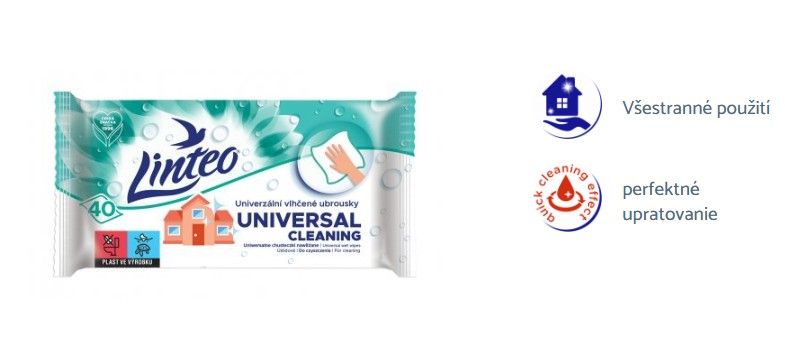 Vlhčené úklidové ubrousky Linteo - univerzální - 40 ks