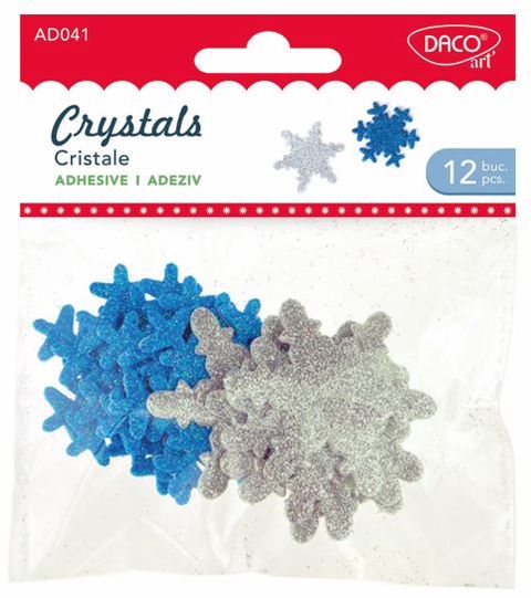 Obrázek produktu: Vločky glitrové samolepící 12 ks