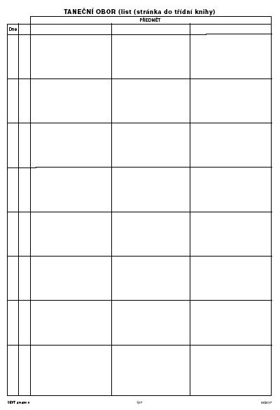 Vložka do třídní knihy pro skupinové vyučování - taneční obor