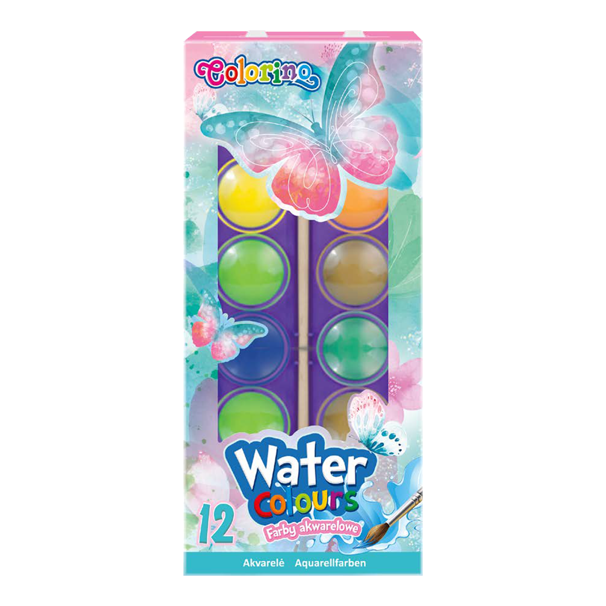 Vodové barvy Colorino 12 barev a štětec - Follow your Dreams