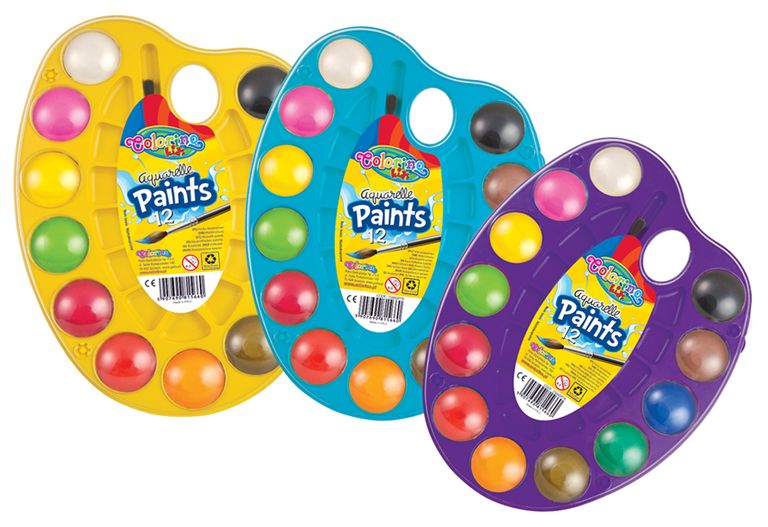 Vodové barvy Colorino - paletka se štětcem, mix barev