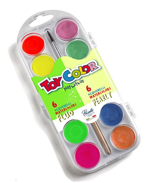 Obrázek produktu: Vodové barvy Toy Color 30 mm, perleť a neon - 12 barev
