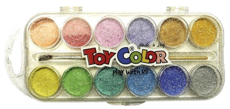 Vodové barvy TOY COLOR 30 mm, perleťové - 12 barev