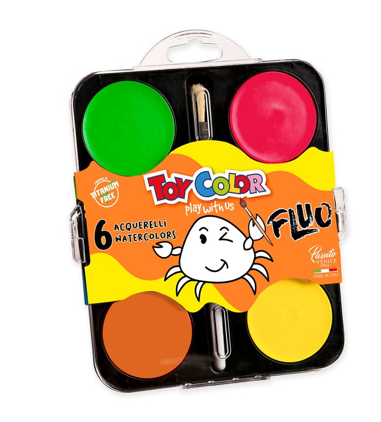 Vodové barvy Toy Color - Ø 55 mm  - 6 neonových barev