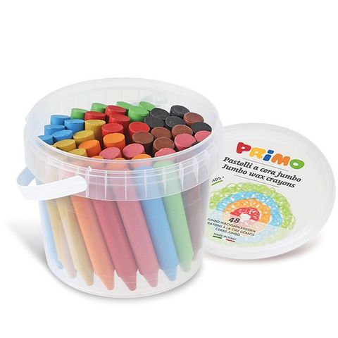 Obrázek produktu: Voskové pastelky PRIMO JUMBO,13 × 85 mm, 48 ks, kyblík