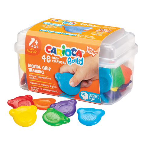 Obrázek produktu: Voskovky Carioca Baby Teddy 1+, plastový kufřík - 48 ks