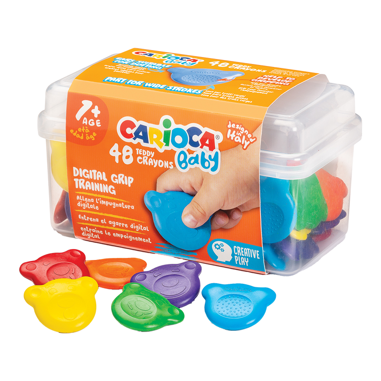 Voskovky Carioca Baby Teddy 1+, plastový kufřík - 48 ks