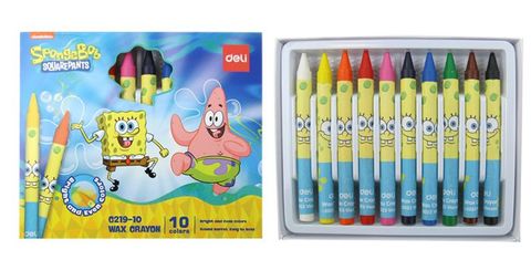 Obrázek produktu: Voskovky DELI SPONGEBOB kulaté - sada 10 barev