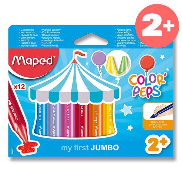 Voskovky MAPED Color´Peps WAX JUMBO - 12 barev, trojhranné