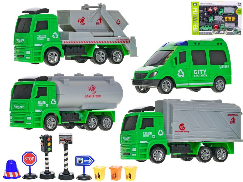 Vozidla úklidové služby 11 - 12 cm, 4 ks