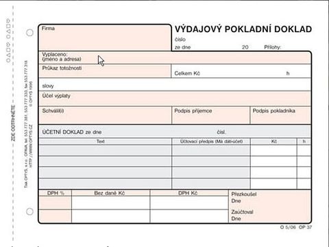 Obrázek produktu: Výdajový pokladní doklad A6(100 listů)