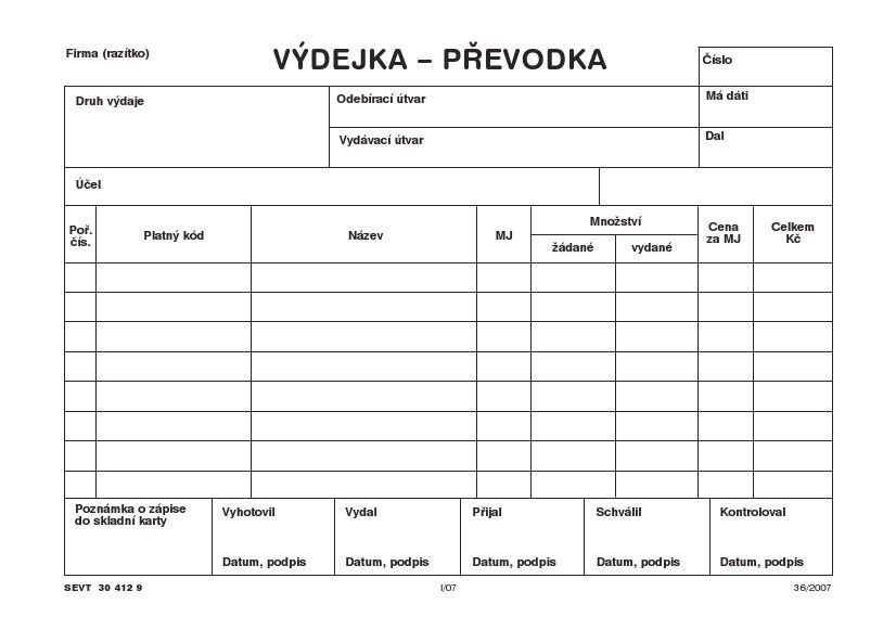 Výdejka - převodka
