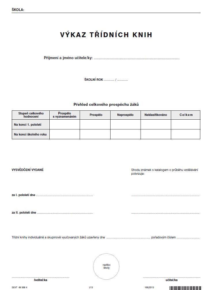Výkaz třídních knih pro ZUŠ - ŠVP