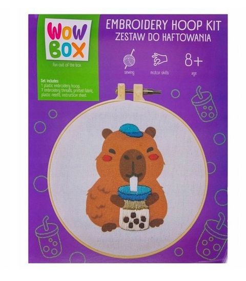 Obrázek produktu: Vyšívací sada s motivem kapybary s Bubble tea