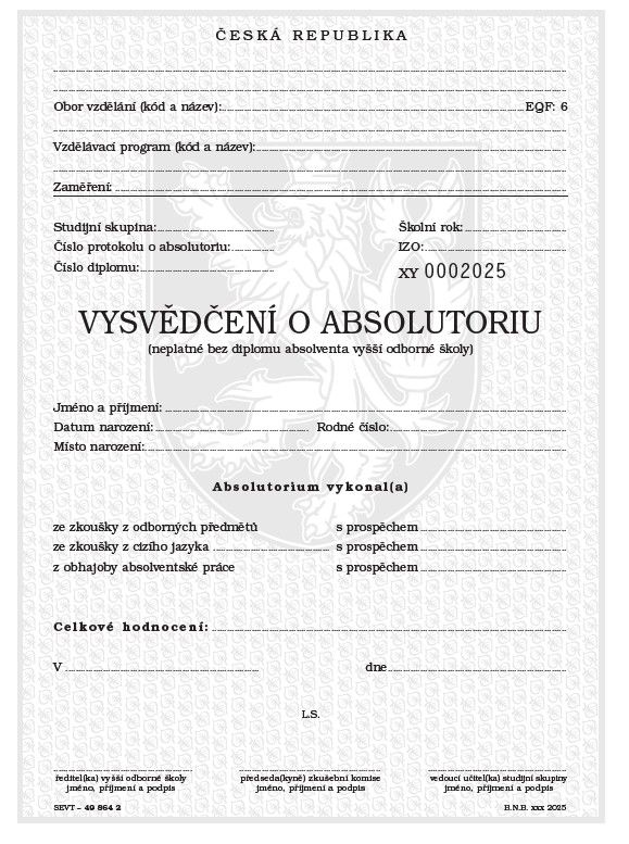 Vysvědčení o absolutoriu ve vyšší odborné škole, QR kód