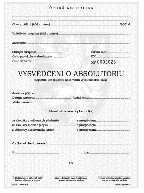 Obrázek produktu: Vysvědčení o absolutoriu ve vyšší odborné škole, QR kód