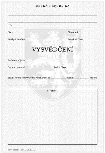 Obrázek produktu: Vysvědčení pro ZUŠ - slovní hodnocení širší