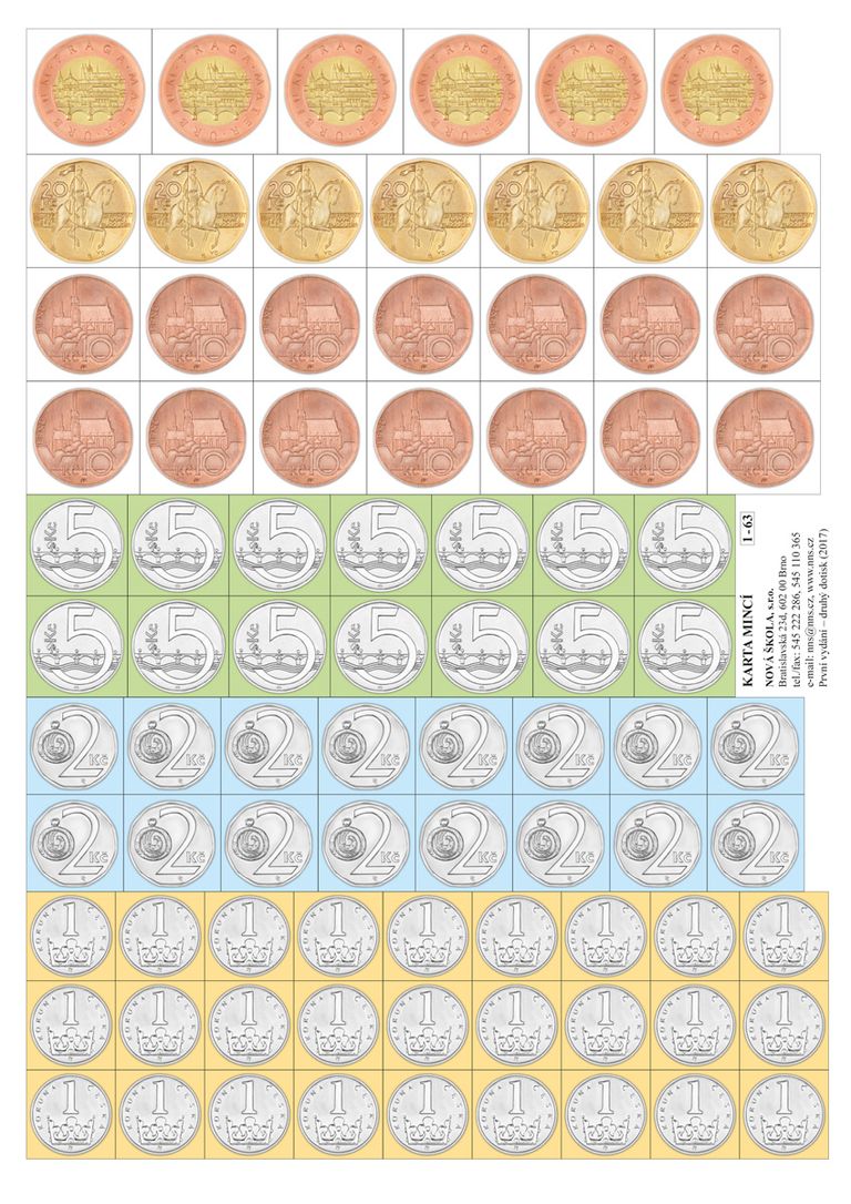 Výukova sada papírových mincí