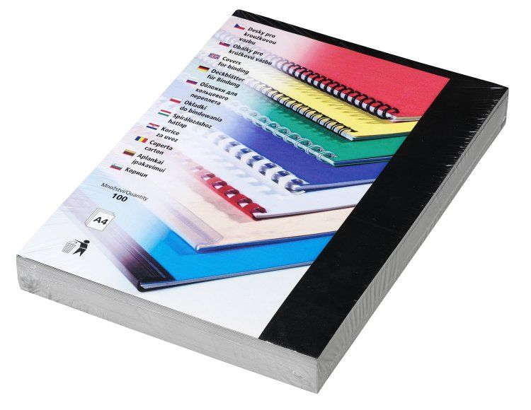 Zadní desky Chromolux - leštěný karton 250 g, černý A4 (100 ks)