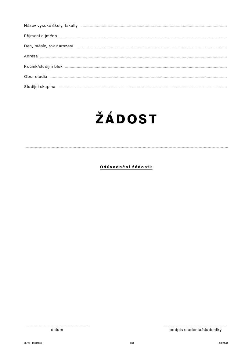 Žádost /všeobecný formulář/