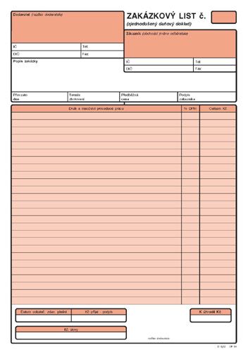 Zakázkový list /samopropis/ A4
