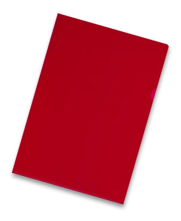 Průhledný obal A4 "L" PVC červená, 140mic.