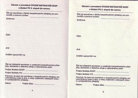Obrázek produktu: Zápisník bezpečnosti práce pro studenty s odbornou praxí