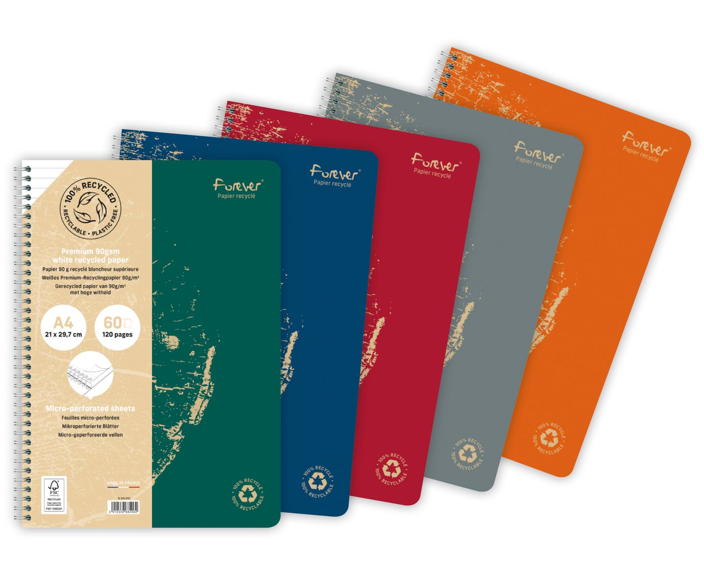 Zápisník Clairefontaine Forever A4, 60 listů, linkovaný - mix barev
