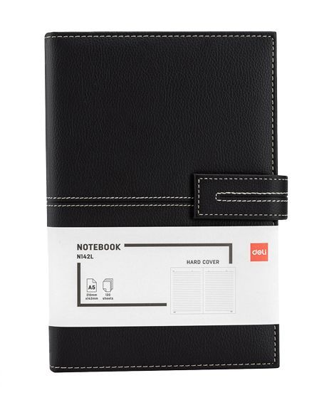 Zápisník DELI A5 linkovaný 120 listů - černý